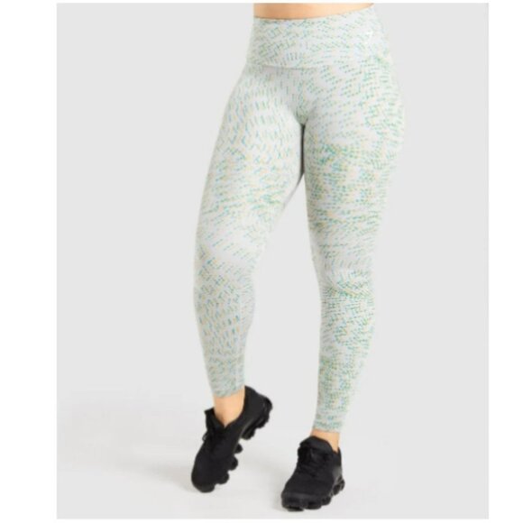 NWOT Gymshark  training leggings light grey green and yellow flecked women’s SP - Picture 1 of 16